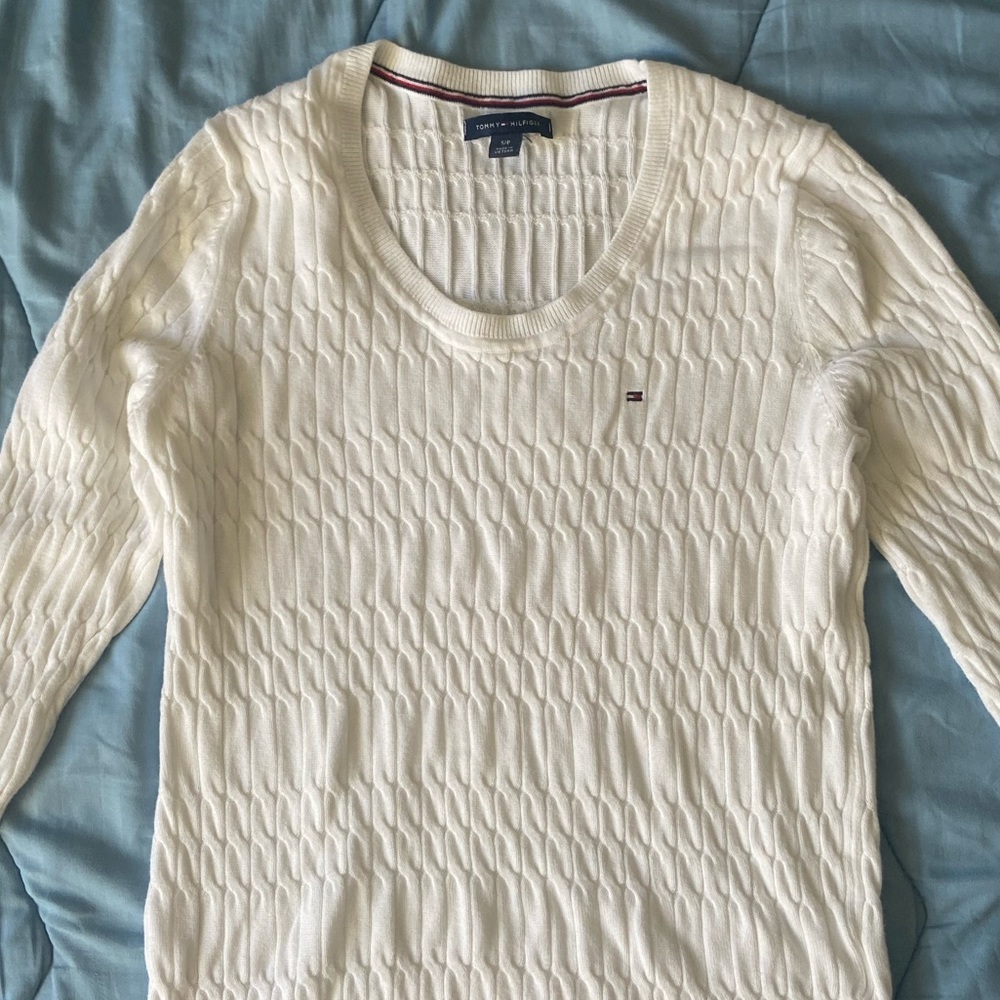 White TOMMY HILFIGER cable knit sweater